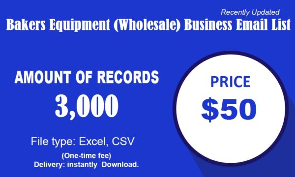 Bakers Equipment (Wholesale) Business Business Email Database