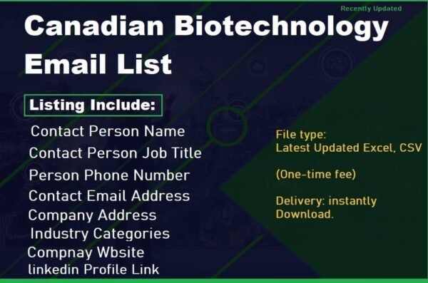 Canadian Biotechnology Business Email Database