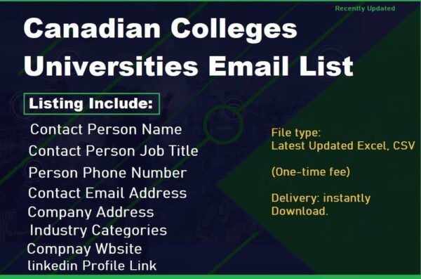 Canadian Colleges Universities Business Email Database