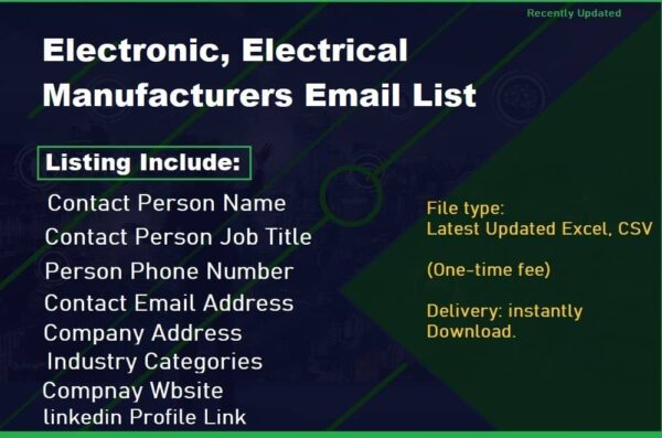 Electronic, Electrical Manufacturers Business Email Database