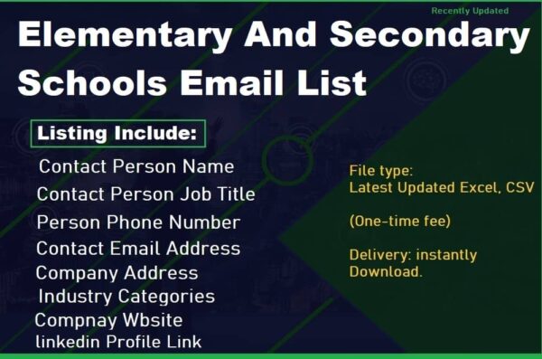 Elementary And Secondary Schools Business Email Database