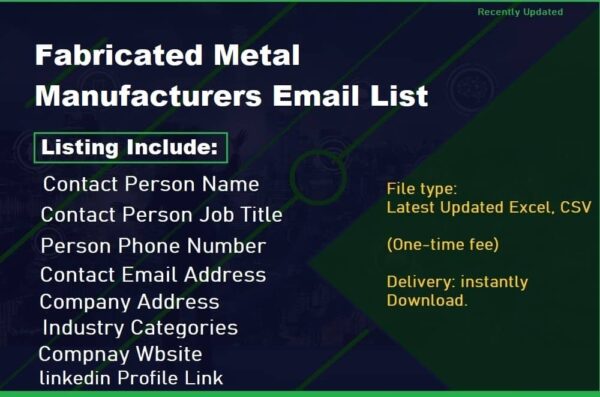 Fabricated Metal Manufacturers Business Email Database