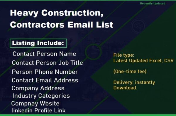 Heavy Construction, Contractors Business Email Database