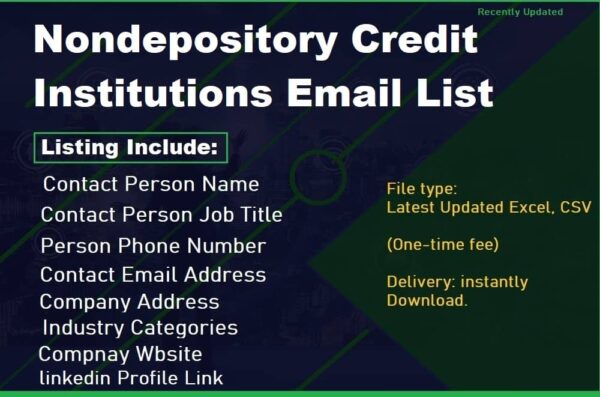 Nondepository Credit Institutions Business Email Database