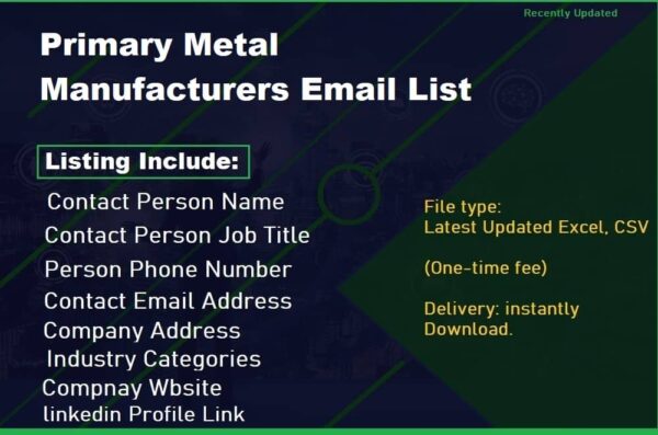 Primary Metal Manufacturers Business Email Database