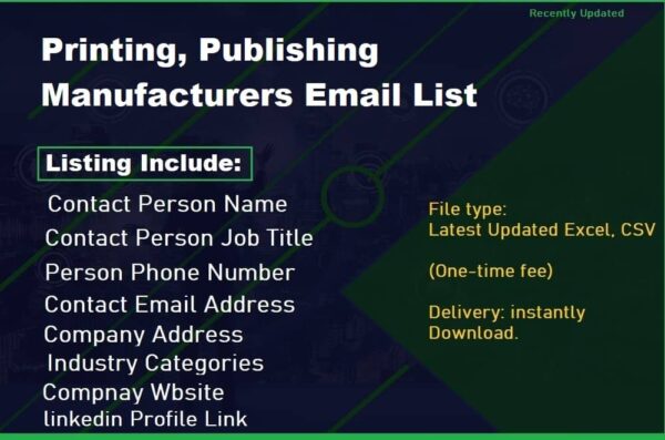 Printing, Publishing Manufacturers Business Email Database