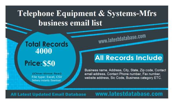 Telephone Equipment & Systems-Mfrs business Business Email Database