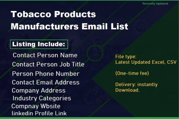 Tobacco Products Manufacturers Business Email Database